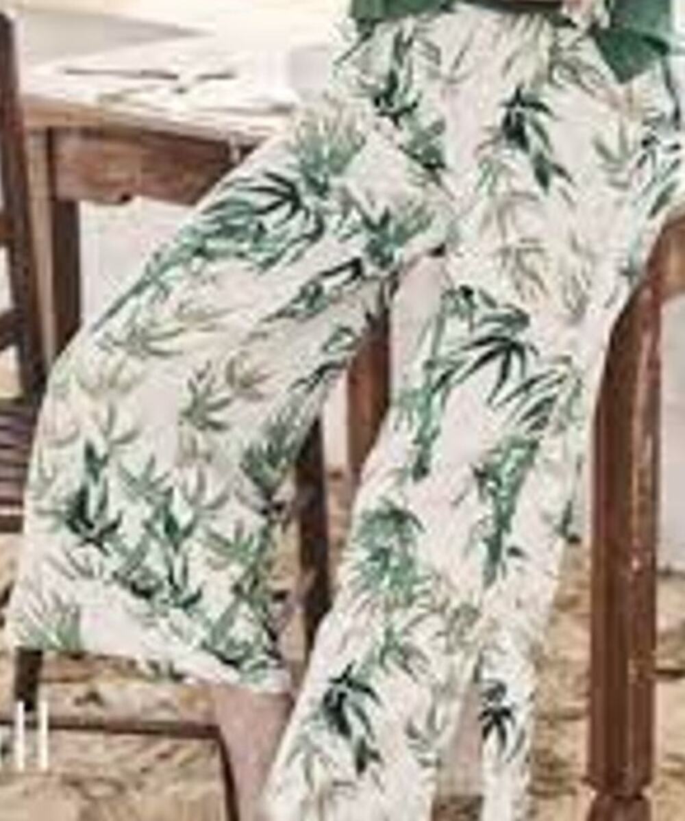 J.Jill Linen Culotte Pants Barley Bamboo Tropical Palm Leaf Wide Crop XL Petite - Picture 1 of 7